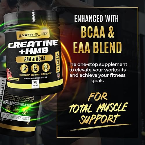Miniatura 5 de Suplementos de creatina HMB para hombres y mujeres con aminoácidos esenciales  Mezcla de polvo EAA y BCAA  Monohidrato de creatina en polvo y HMB