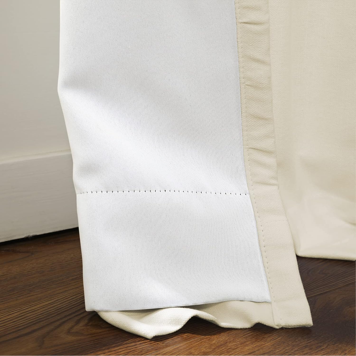 ChadMade Pinch Pleat Curtain Ivory 100% Cotton Duck Blackout Drapery for Traverse Rod Curtain Plain Weave with Blackout Lining 50Wx84L (1 Panel), BOZI Collection