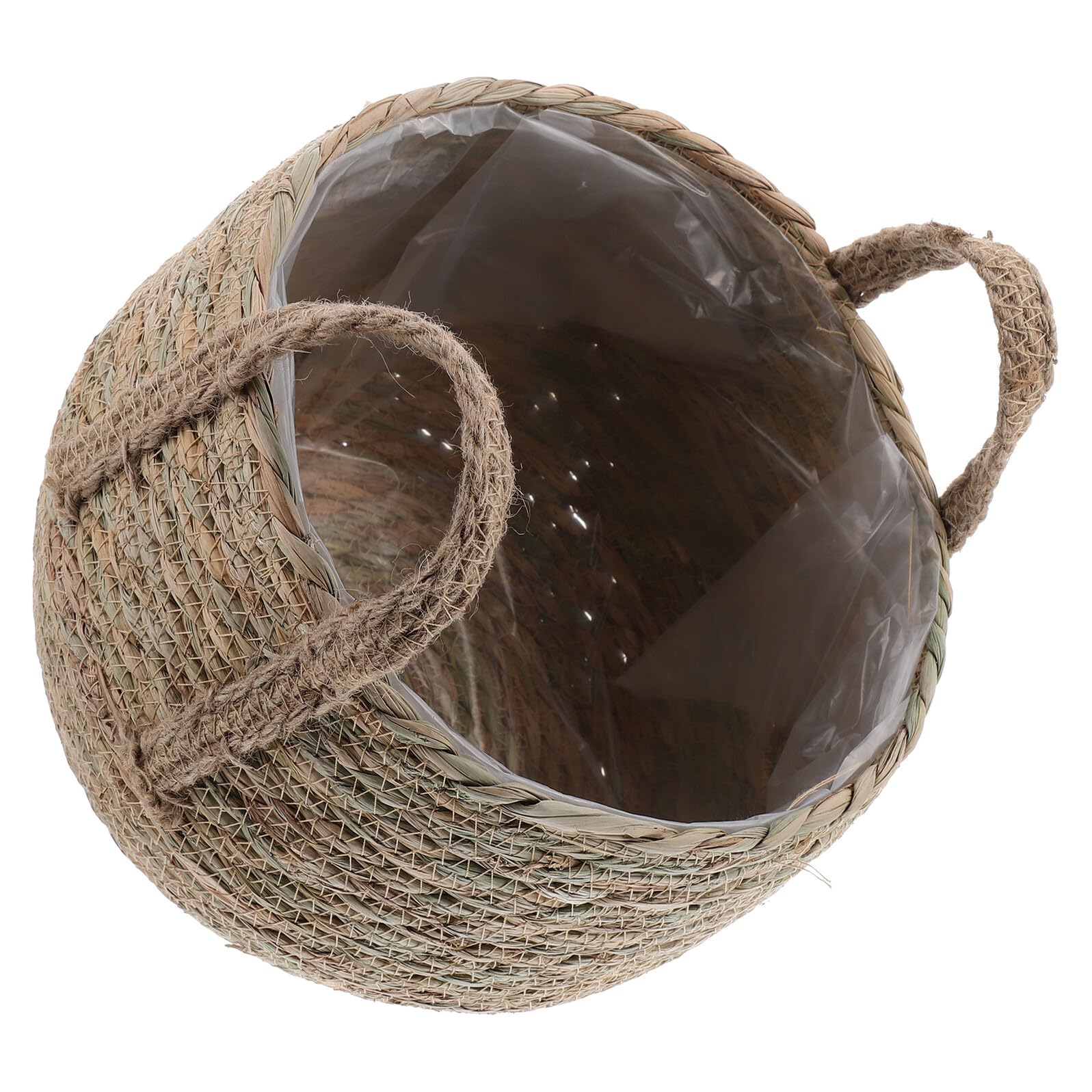 Pot de fleurs tressé en paille naturelle fait main style bohème créatif Ø 24