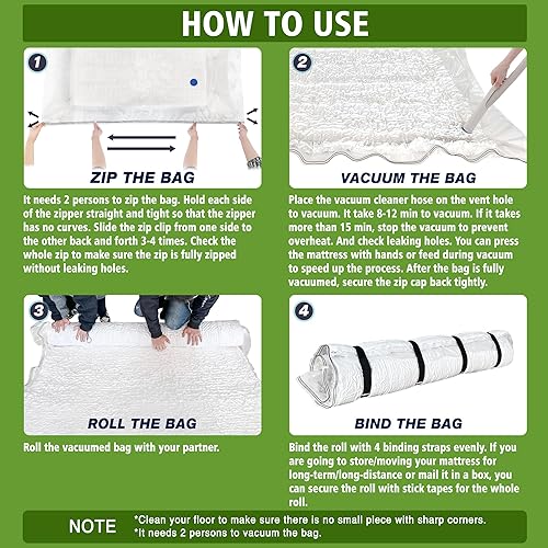 Miniatura 9 de Bolsa de vacío de almacenamiento de colchón Queen Matrimonial para almacenamiento en movimiento, para colchón de látex de espuma viscoelástica