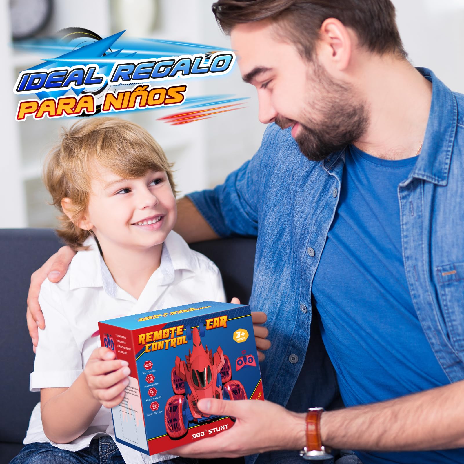 Dreamlandia Coche Teledirigido, Juguetes Niños 3-9 Años, Monster Truck Coches para Niños Coche RC 2.4Ghz con Luces, Regalo Niño 3 4 5 6 7 8 9 Años Cumpleaños