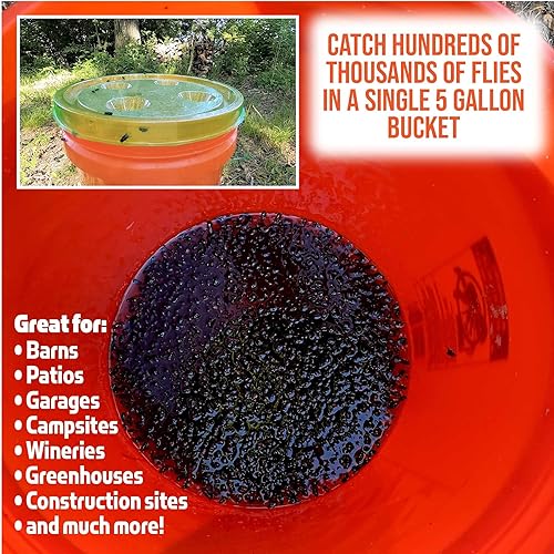 Miniatura 8 de Billy-Bob Tapa de mosca, paquete ecológico para control de moscas para interiores y exteriores, incluye 24 tapas para vasos desechables y 3 tapas