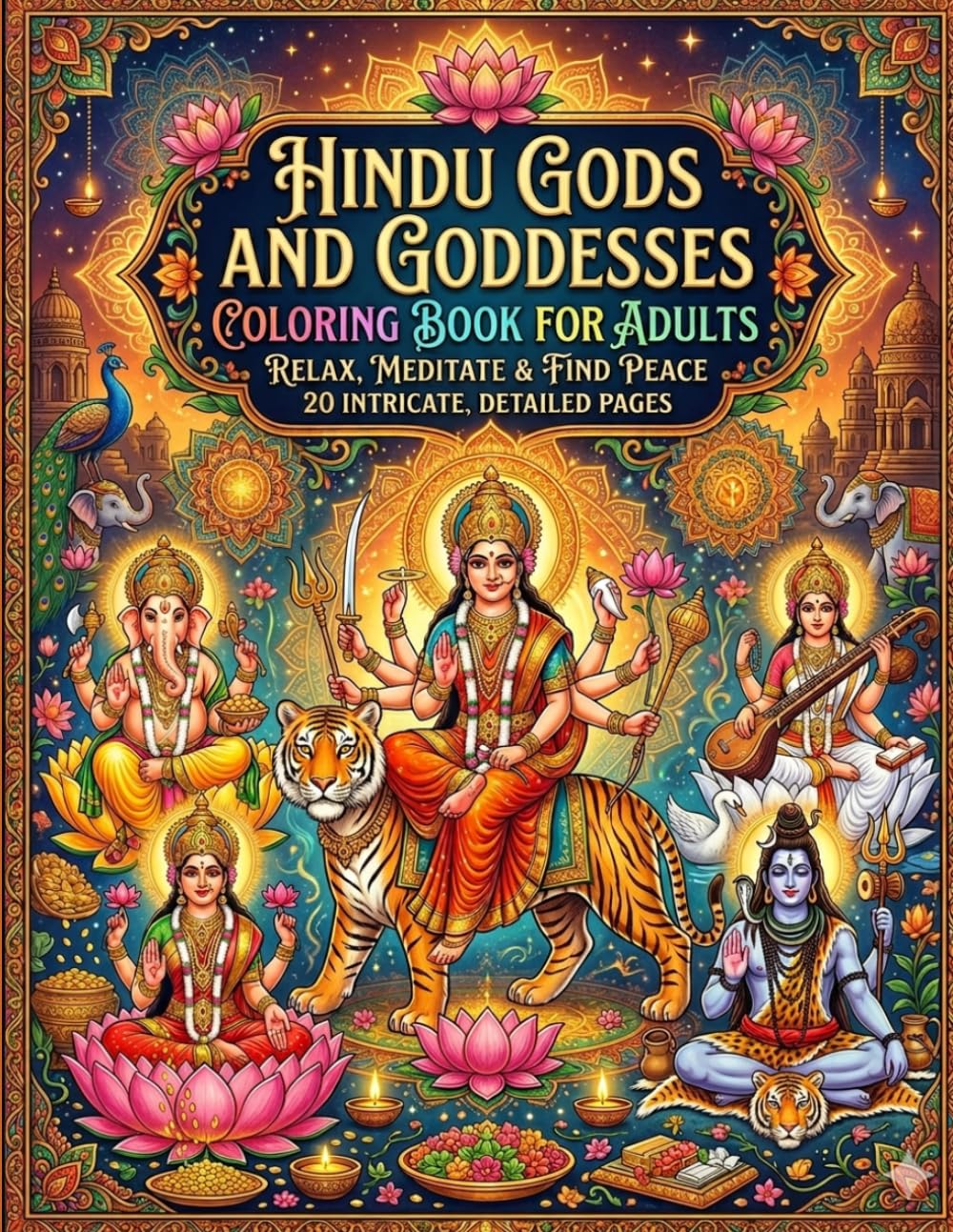 Hindu Gods & Goddesses I 25 Pages I Colouring Book for Adults