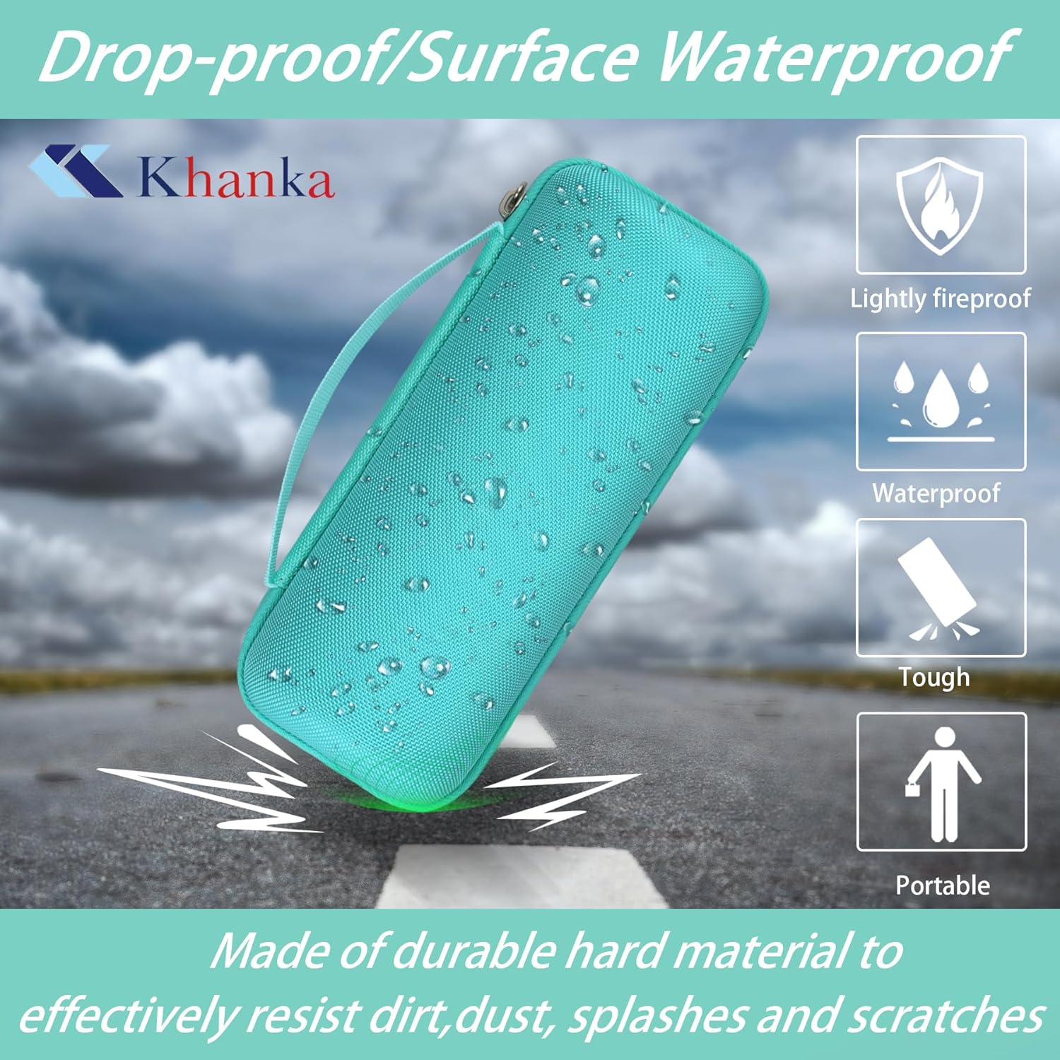 Khanka Hard Travel Case for Ortizan Portable Bluetooth Speaker, IPX7 Waterproof Wireless Speaker, Case Only (Teal) - Image 5