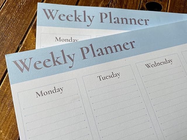 A3 Days of The Week Desk pad and Weekly Planner with Eye-catching Metallic Ink adds a Touch of Prestige to Your Desk or workspace, Task Notes, to Do Lists Complete with 50 Tear-Off Sheets