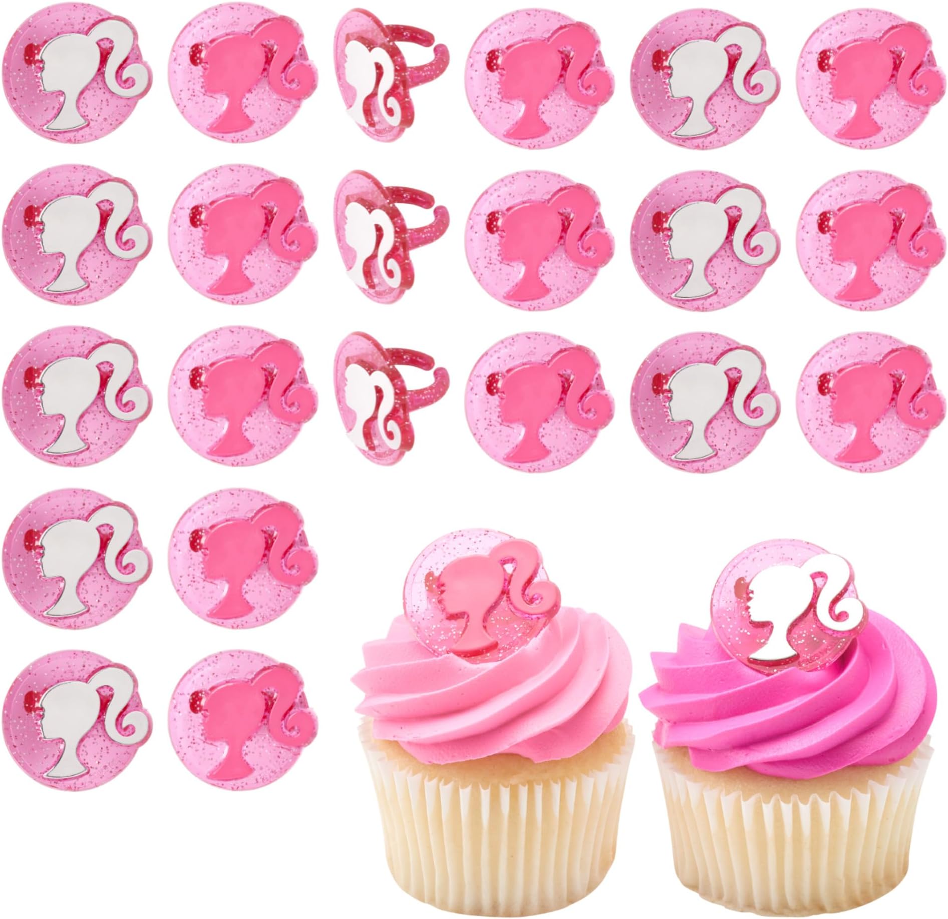 DecoPac Barbie Rings, 24 Barbie Silhouette Cupcake Decorations