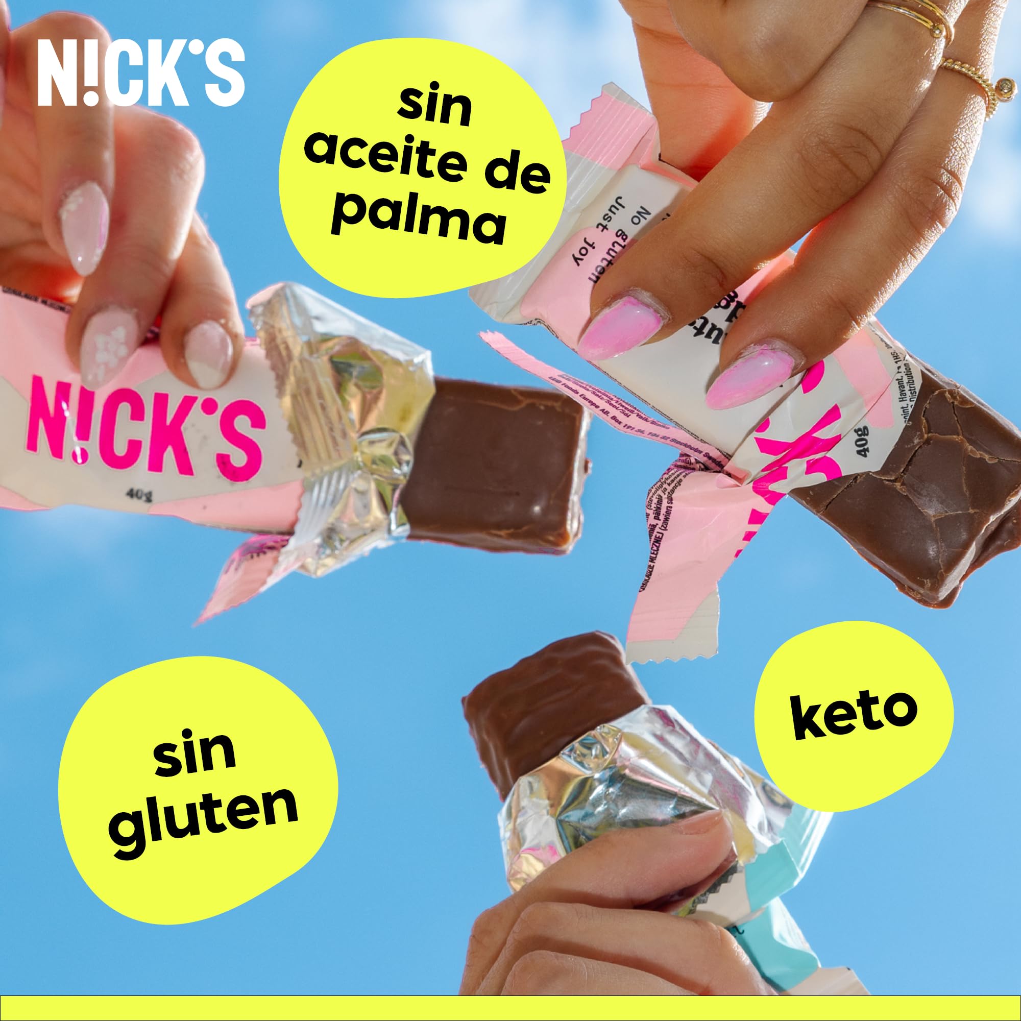 NICKS Favorita Mix de Chocolate con Barritas Keto Dieta Snacks Sin Azúcar Añadido Low Carb Caramelos Dulces Sin Gluten (12 x Chocolatinas)