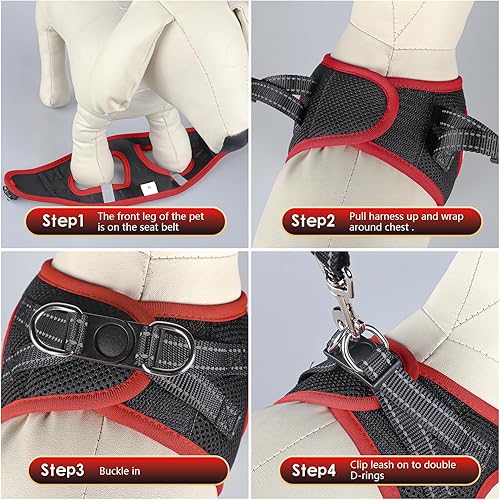 Miniatura 167 de YIMEIS - Juego de arnés de malla suave y correa, para perros pequeños y gatos, chaleco reflectante ajustable para cachorros, (talla XS, negro)