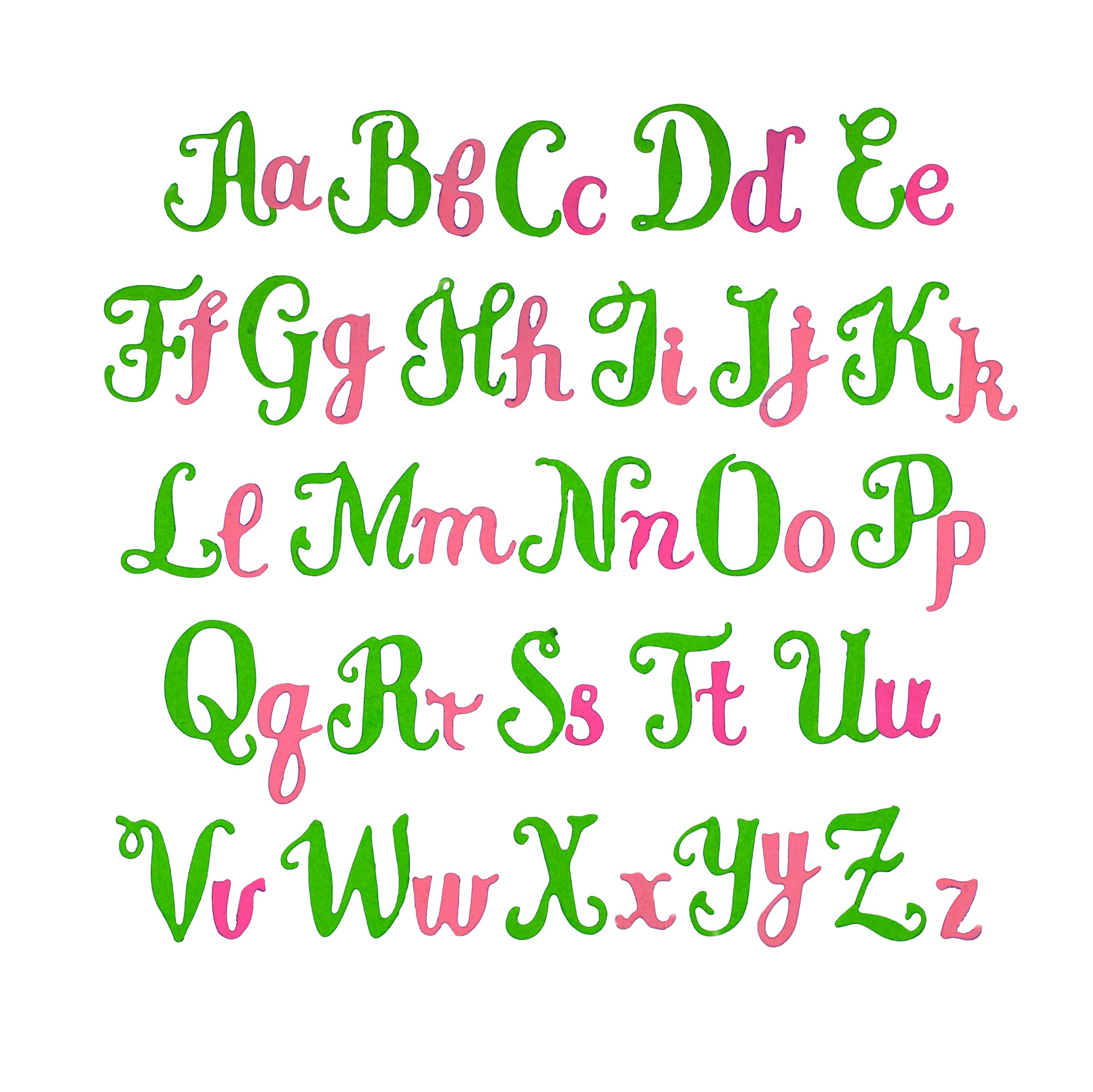 Uppercase & Lowercase Script Alphabet Metal Cutting Dies for Card Making