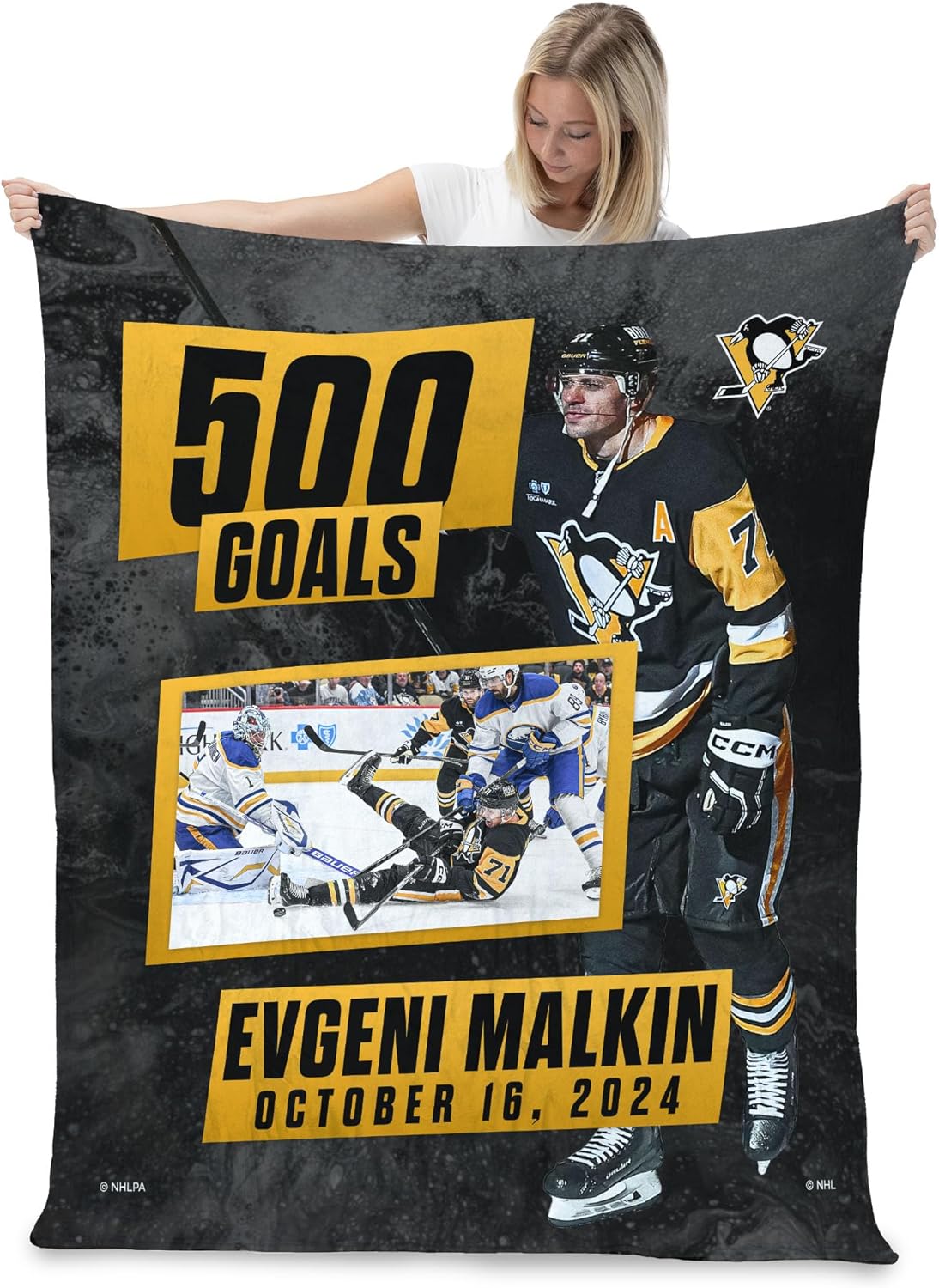 NORTHWEST NHL Pittsburgh Penguins, Evgeni Malkin 500 Goals, Silk Touch Throw Blanket, 50 x 60 Inches