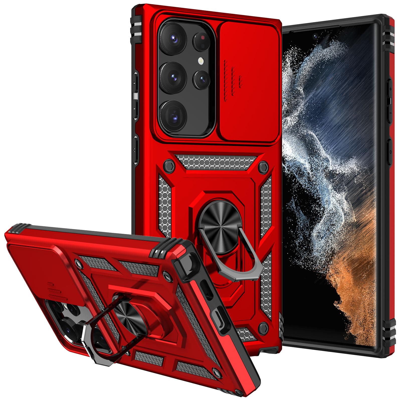 SKMY for Galaxy S23 Ultra Case,with Camera Cover,[Military Grade] 16ft.Drop Tested Cover with Magnetic Kickstand Protective Case for Galaxy S23 Ultra