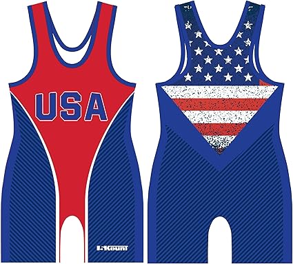 Red white and blue wrestling singlet Clearance