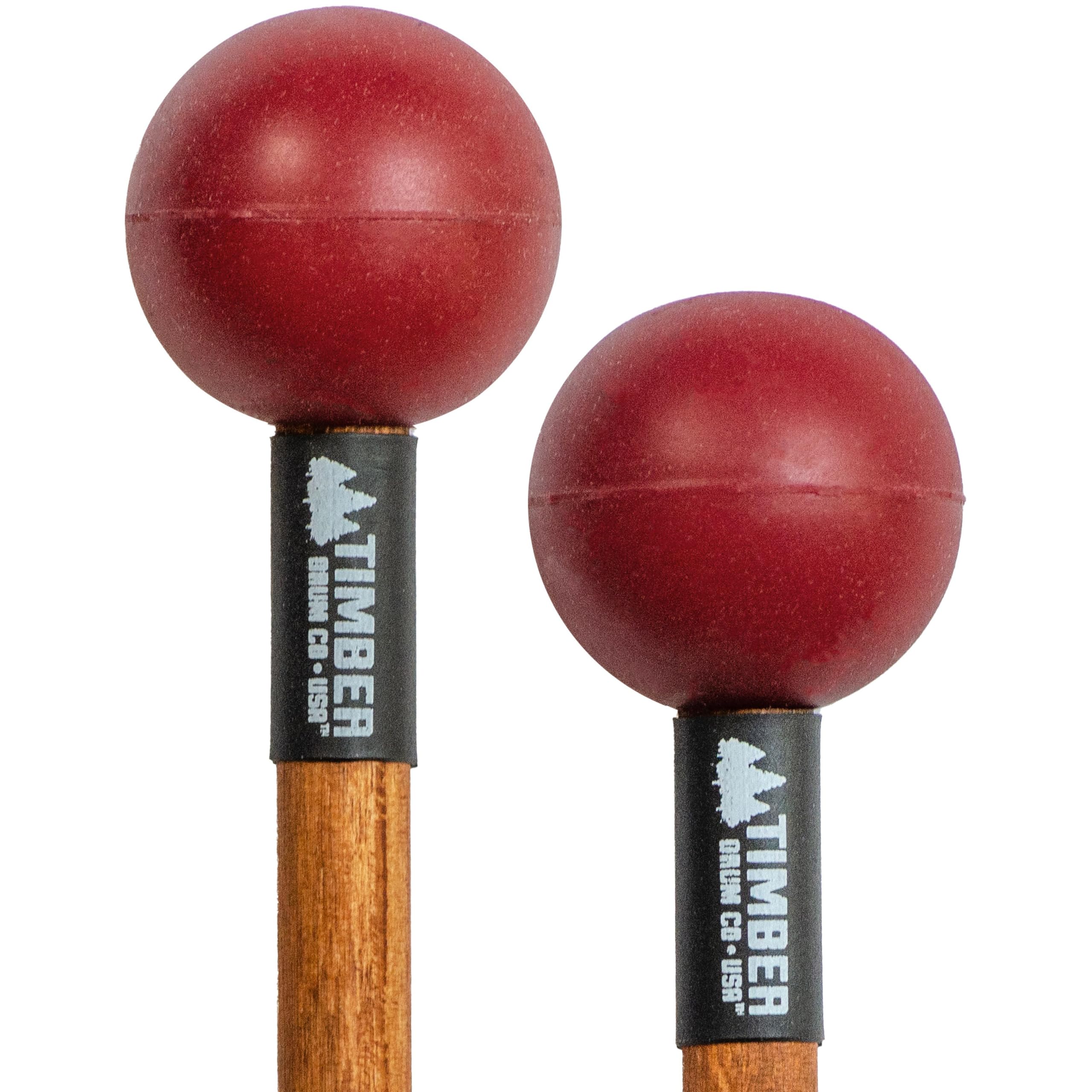 Timber Drum Co. Extra Soft Rubber Percussion Mallets for Steel Tongue Drum, Marimba, Cymbal Swells, Small Gongs –– Birch Wood Handles 15.25"