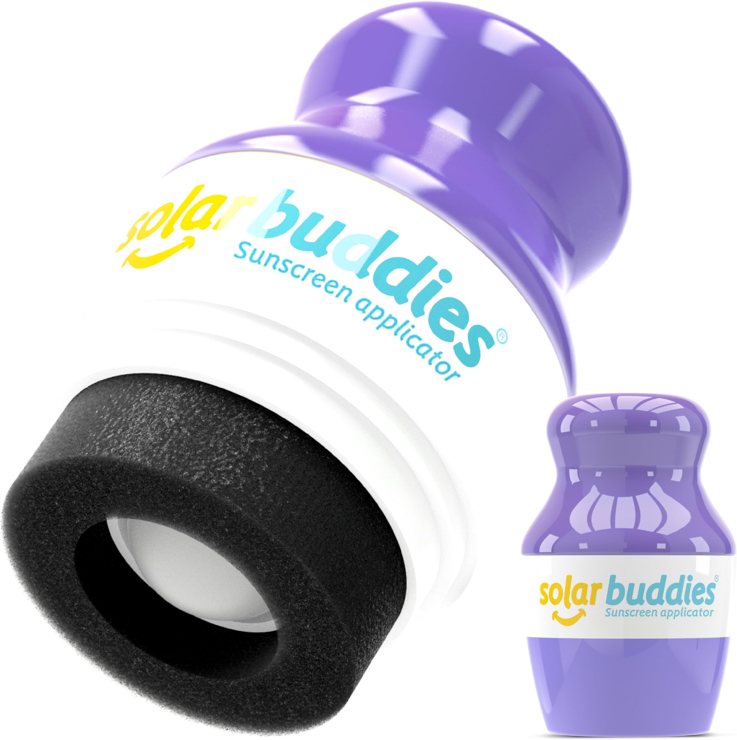 Solar Buddies Single Refillable Roll On Sponge Applicator For Kids, Adults, Families, Travel Size Holds 100ml Travel Friendly for Sunscreen, Suncream and Lotions (Purple)