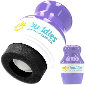 Solar Buddies Sunscreen Applicator Purple Refillable Roll-on Sponge for Sunscreens & Lotions For Kids, Adults & Families Holds 3.4Fl Oz Perfect for Travel