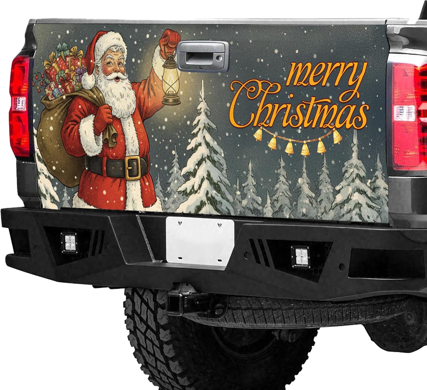 ThangPham Shop Christmas Santa Tailgate Wrap – Truck Tailgate Wrap with Christmas Theme