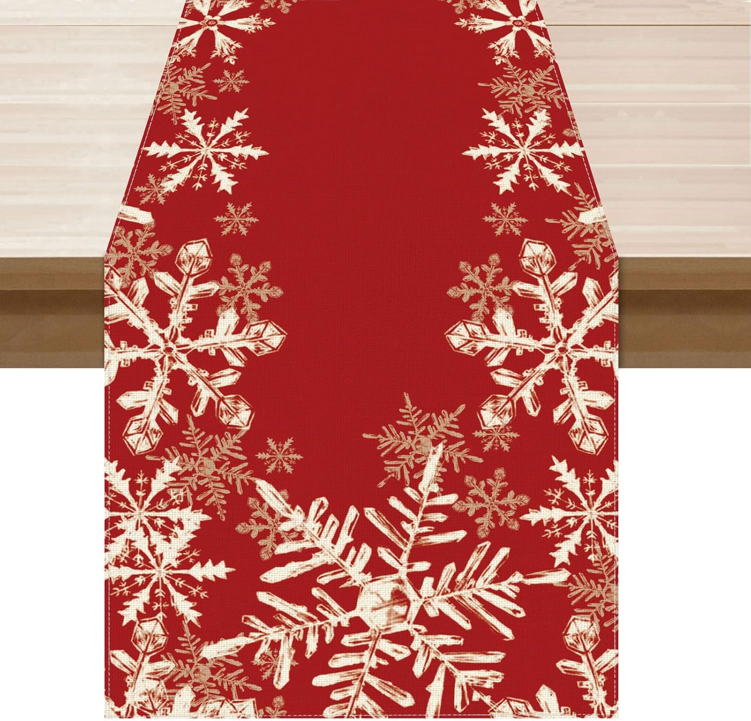 XCHI Red Snowflakes Winter Christmas Xmas Table Runner Table Decoration for Home Kitchen Dining Holiday Decor 13x108 Inch Table Runner (13x108 Inch)
