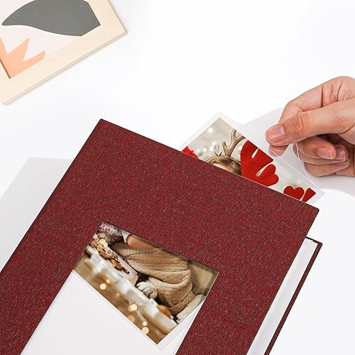 Miniatura 50 de Vienrose Álbum de fotos pequeño de 4 x 6 pulgadas, paquete de 2 mini libros de fotos con cubierta de lino, 26 páginas con capacidad para 52 Negro
