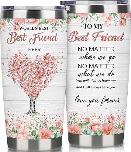 Vaso para mejor amiga para regalo de amiga, taza de café de 20 onzas, regalo de hermana o mejor amiga, regalo de cumpleaños ideal para mejor amiga
