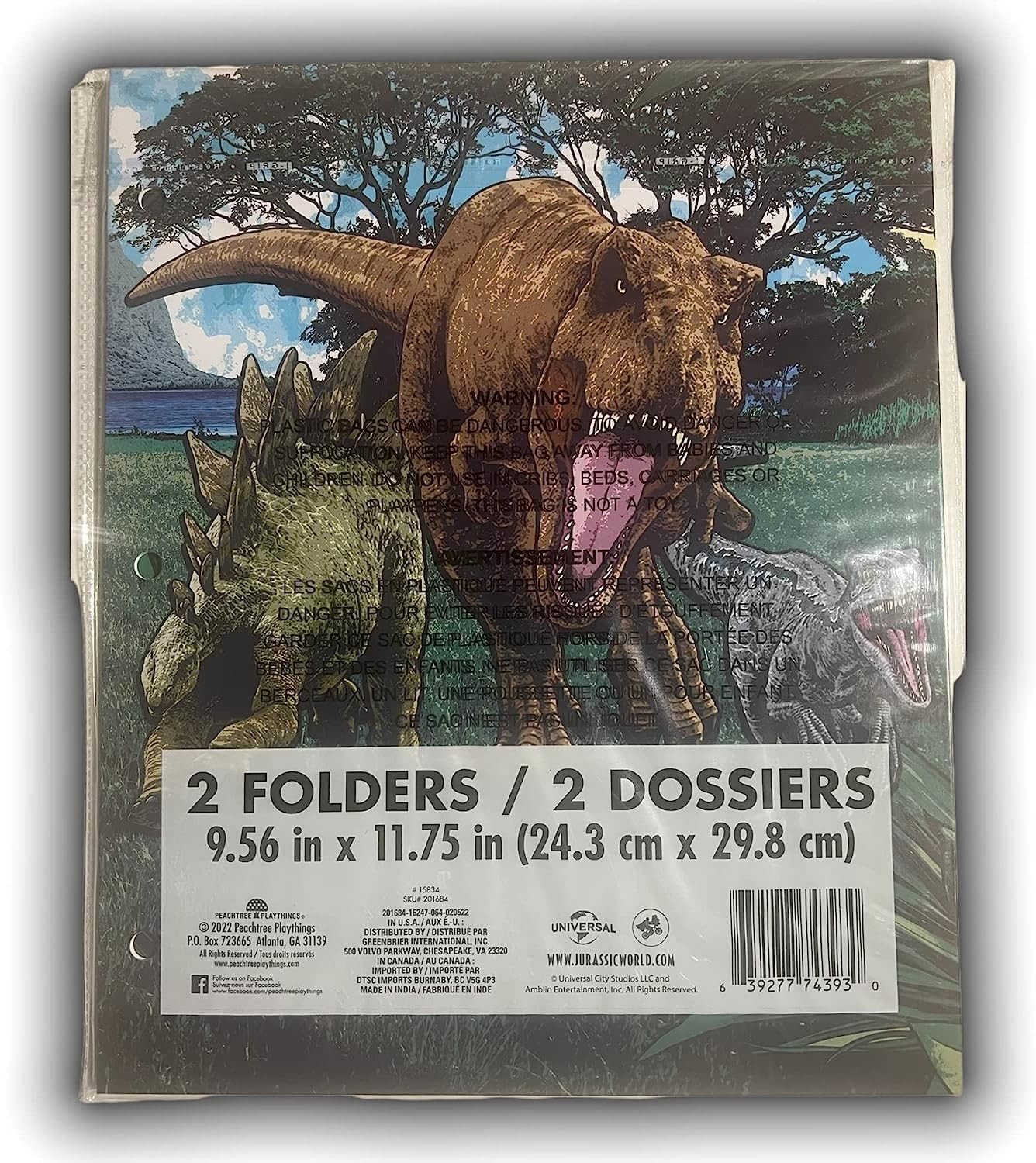 Jurassic World Folders Bundle - Set of Two 3-Hole 2-Pocket Portfolio Folders