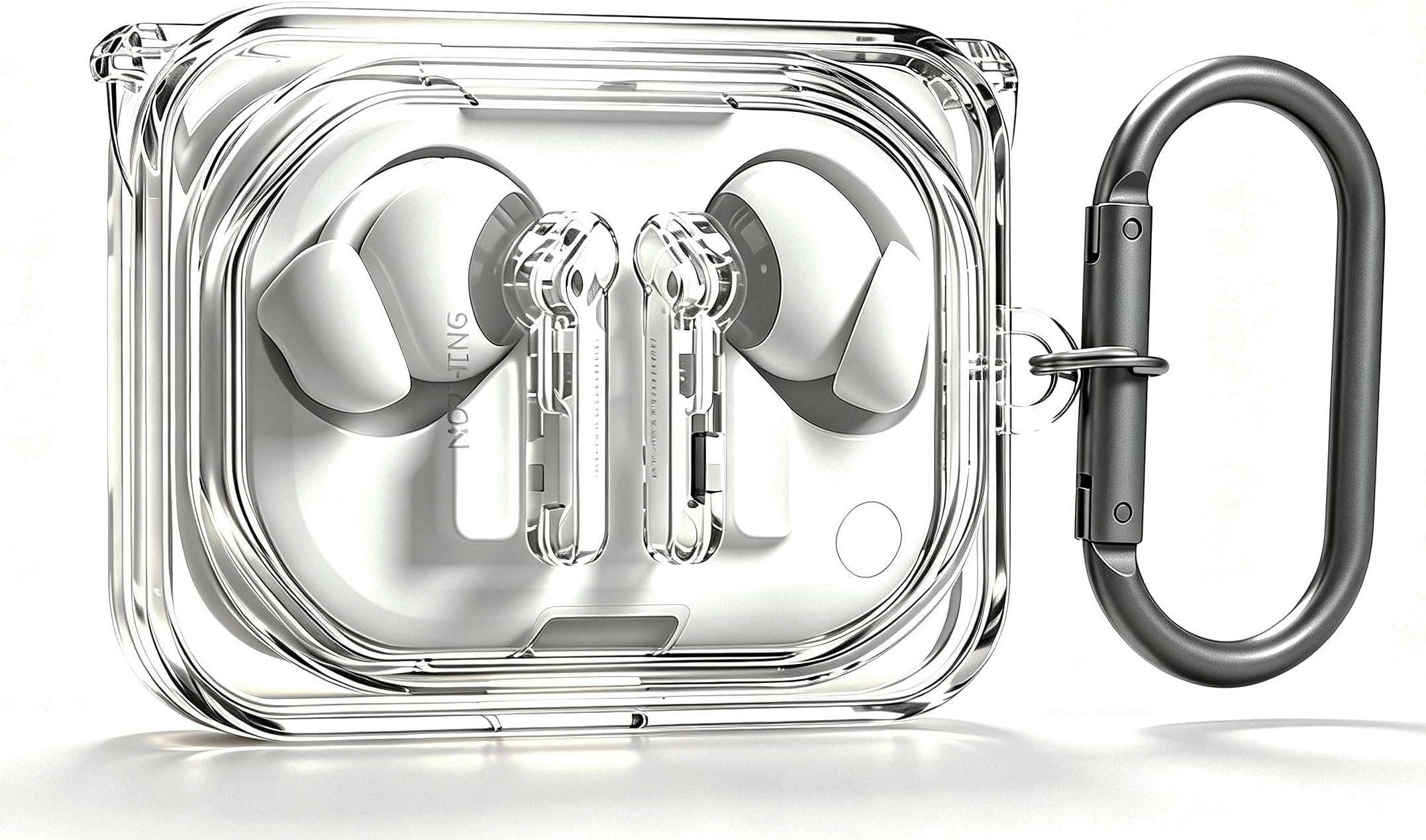 Geiomoo Soft TPU Case for Nothing Ear (a), Protective Cover with Carabiner (Clear)
