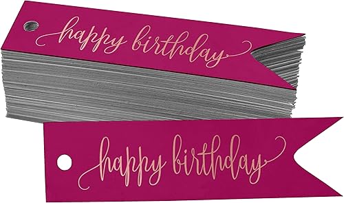 Miniatura 117 de Etiquetas de papel para colgar con texto en inglés «Happy Birthday», 100 unidades Azul,Aqua Blue,Negro -,azul, cerceta (Dark Teal Blue),Rosa