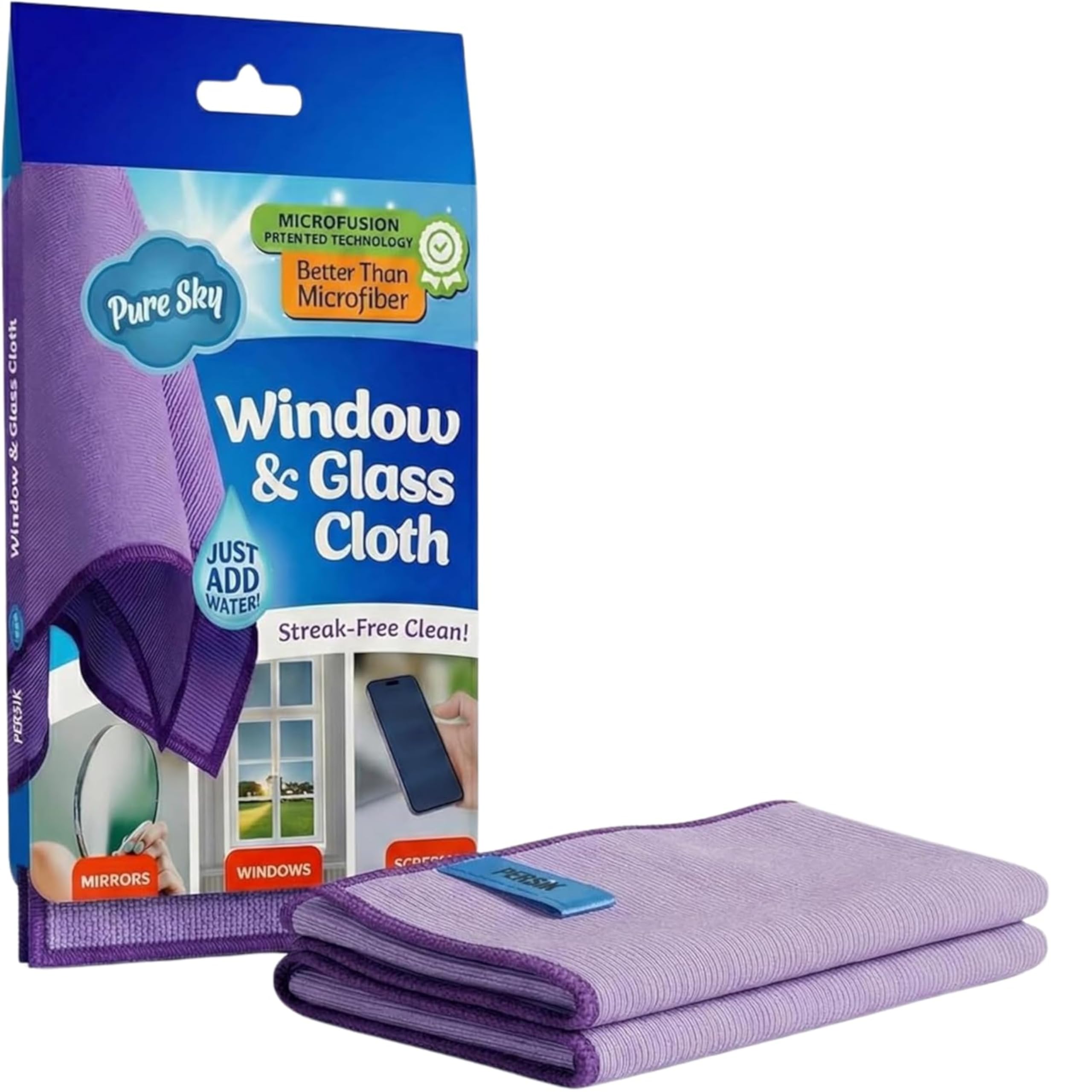 Pure-Sky Microfusion Window Thickened Magic Cleaning Cloth - Microfiber Streak Free Cleaning Cloths Reusable Magic Cleaning Wipes for Windows Glass Magic Streak Free No Wiping Marks Glasses Cleaner