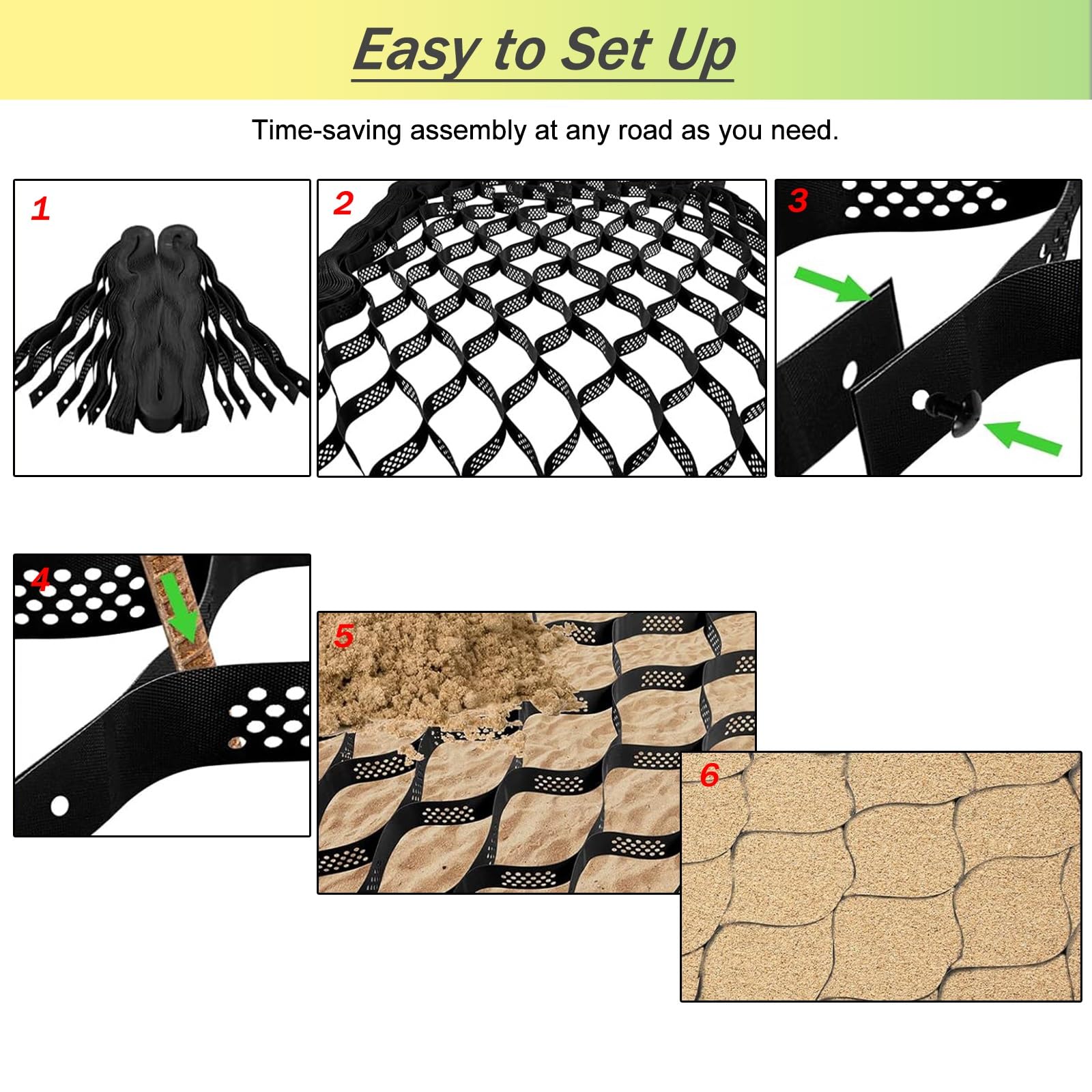 Plastikowe kostki brukowe o strukturze plastra miodu, przepuszczalne siatki geograficzne o głębokości 5 cm do kontroli błota, skalowalna i składana konstrukcja do szopy ogrodowej, na patio, 3 x 4,9 m