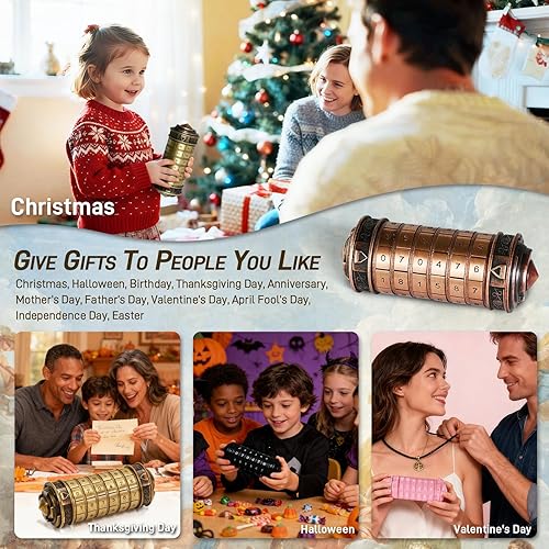 Miniatura 5 de Cryptex Da Vinci Code Numérico, caja de rompecabezas de dinero para regalo en efectivo con compartimentos secretos ocultos, cumpleaños, Navidad,