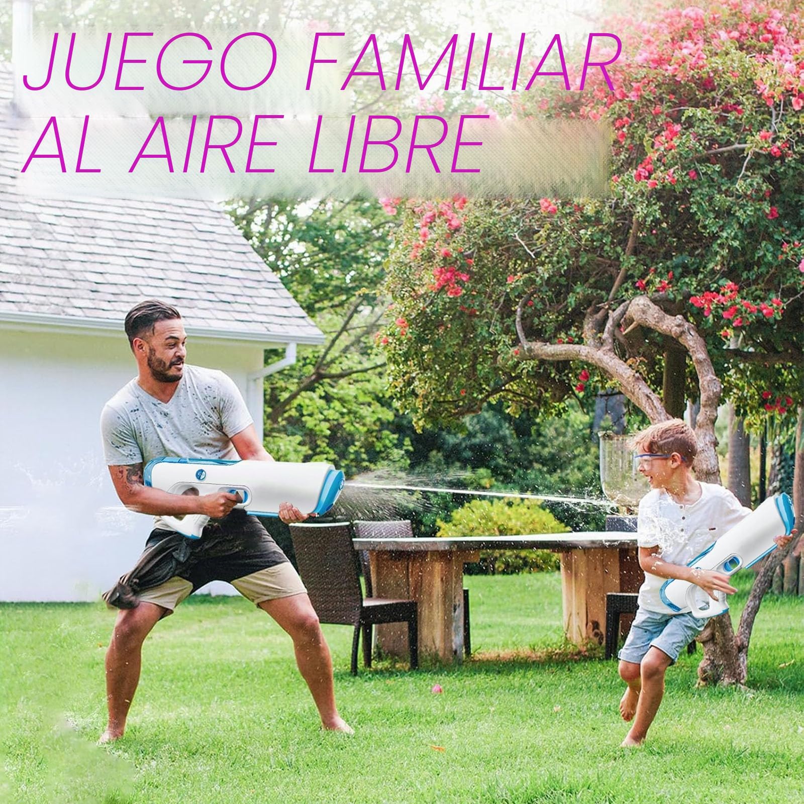 Pistola de agua eléctrica para adultos y niños,Pistola de agua eléctrica,Pistola de agua de gran alcance,Pistola de agua Juguete para niños Azul