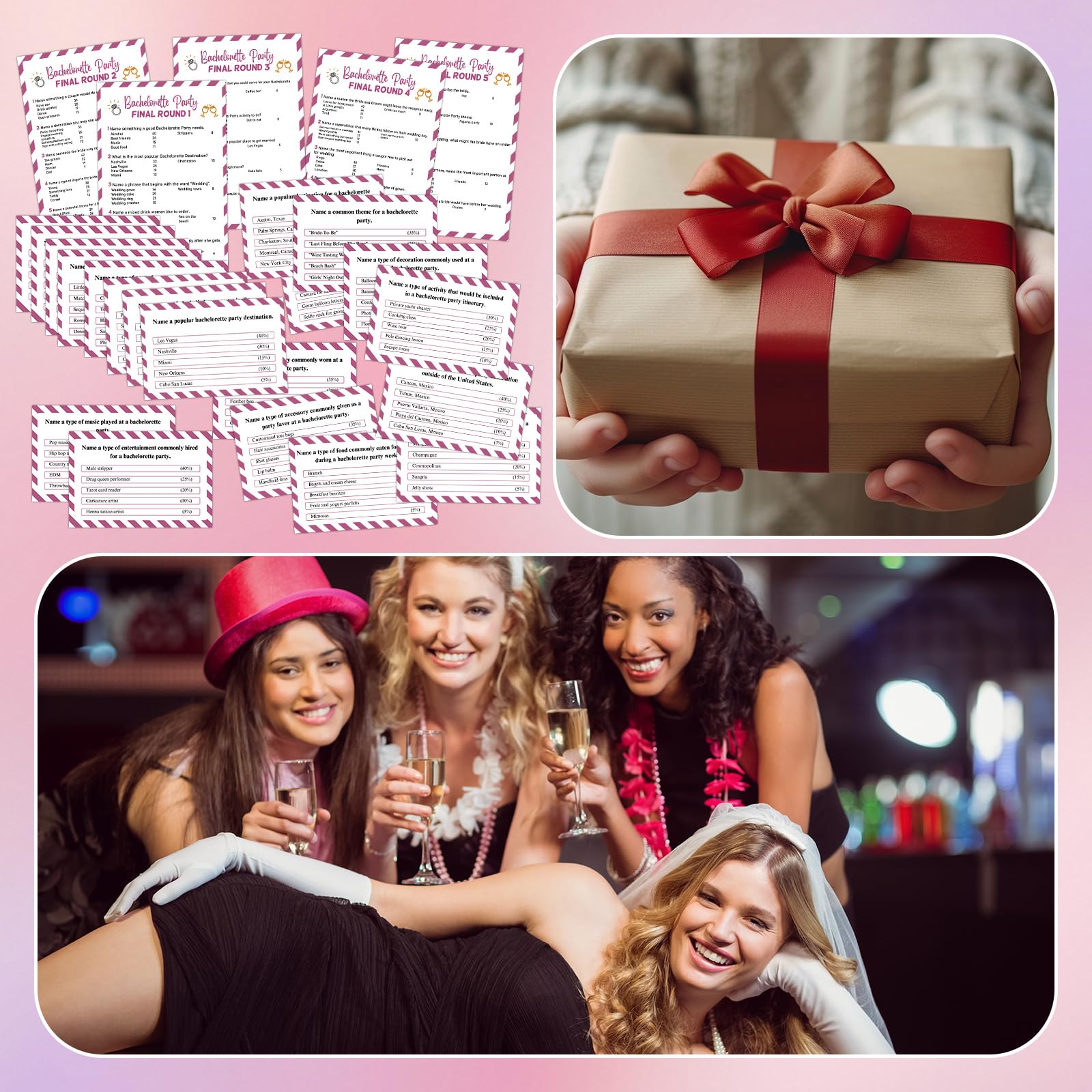 Soulchen Jeu de querelles amical pour enterrement de vie de jeune fille, quiz avec cartes et 2 buzzers pour adultes, famille, jeux à la maison, activités de fête, piles non incluses