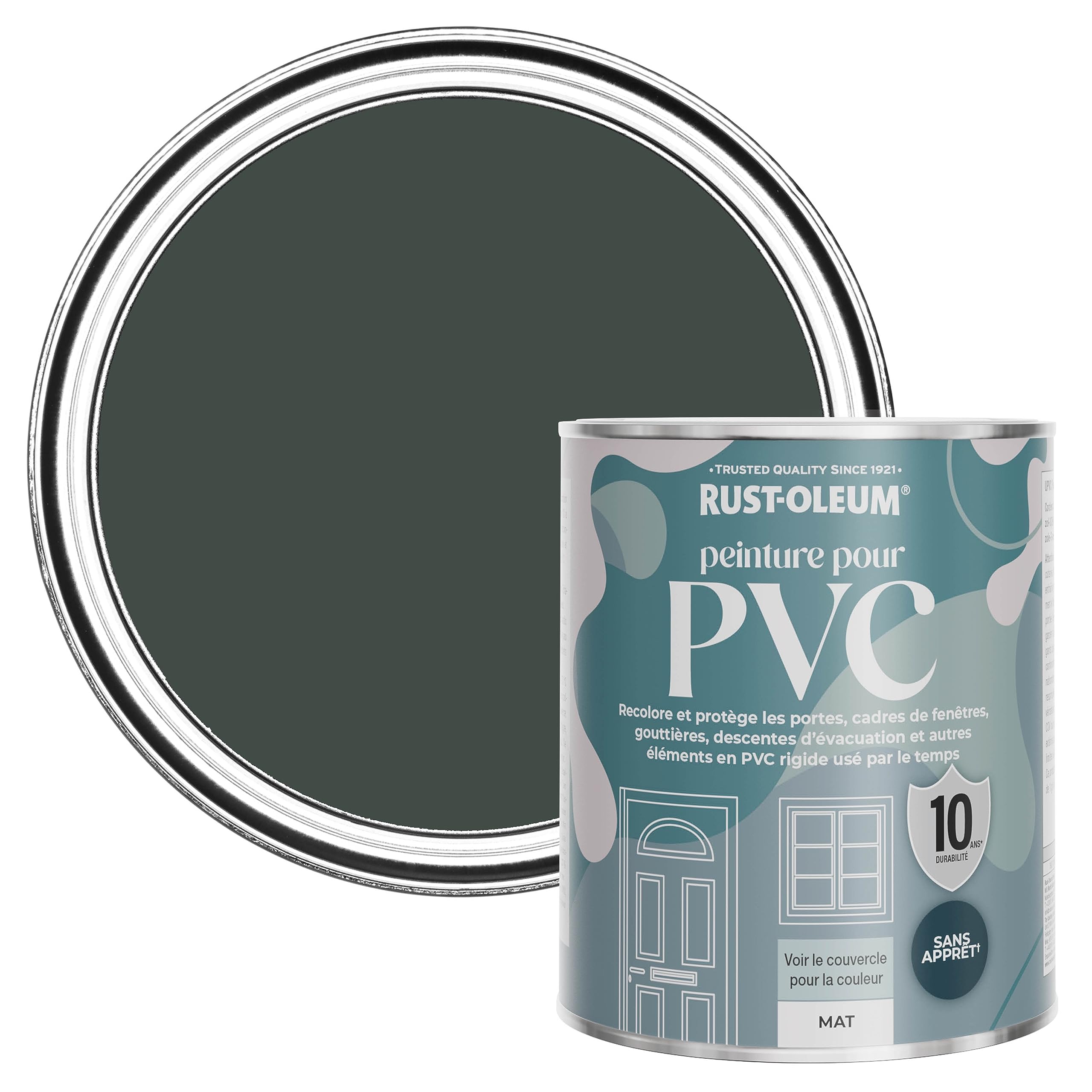 Rust-Oleum Peinture Verte pour Portes & Fenêtres en PVC, Finition Mate - After Dark 750ml