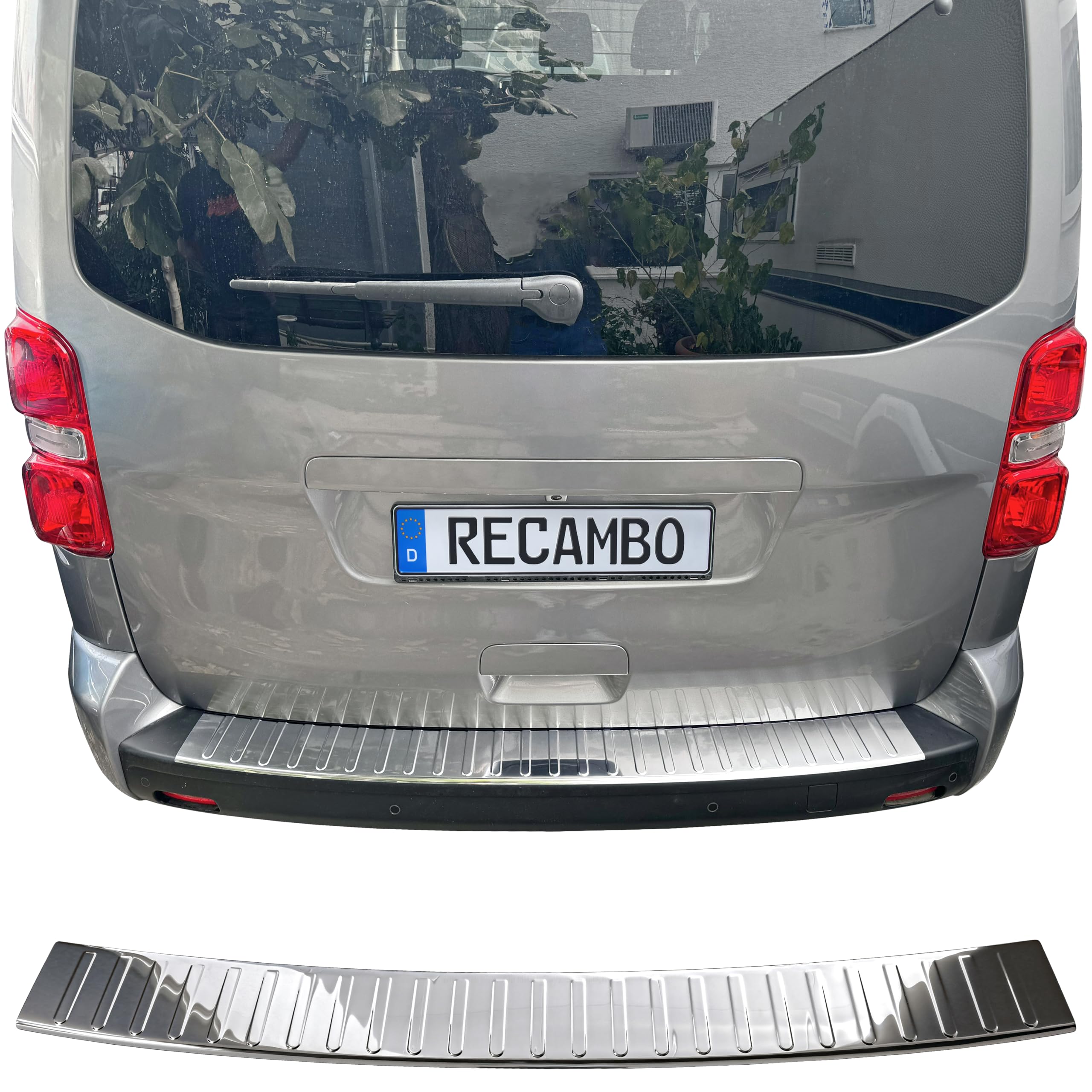 RECAMBO | Protector de Parachoques Trasero | Compatible con Toyota ProAce | a Partir de 2016 | Acero Inoxidable Cromado | Protección Borde de Carga