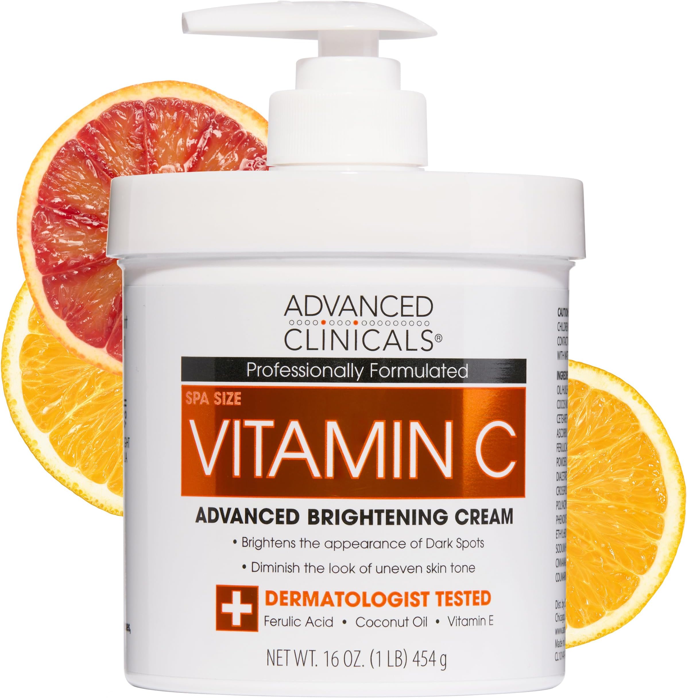 Advanced Clinicals, Vitamin C, Advanced Brightening Cream, 16 oz