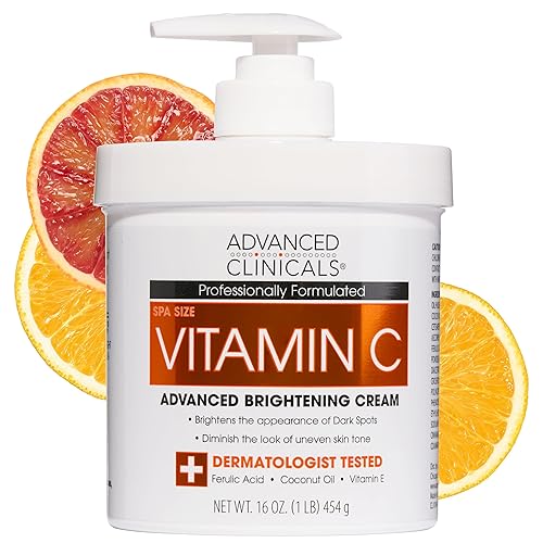 Advanced Clinicals Crema hidratante para el cuidado de la piel con vitamina C para la cara y el cuerpo crema hidratante antienvejecimiento de