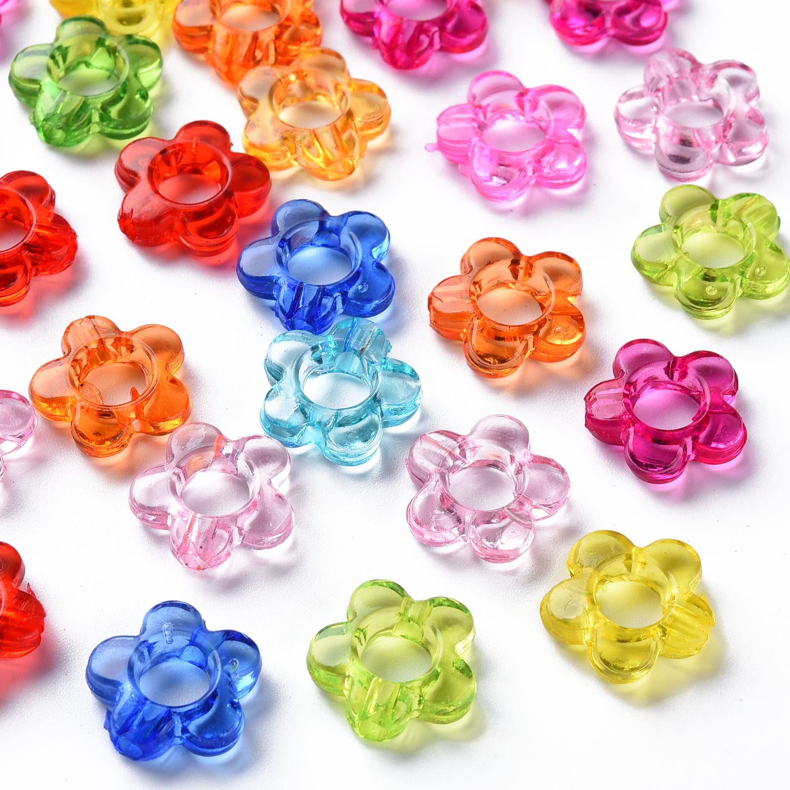 Amazon | 約100個 透明な花ビーズ アクリルビーズ 混合色 フラワー 