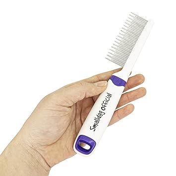 Smalldog Official, Tangles Be Gone Steel Metal Dog Comb for Brushing Small and Toy Breed Dogs, to Groom and Remove Debris and Mats, from Fur and Coat