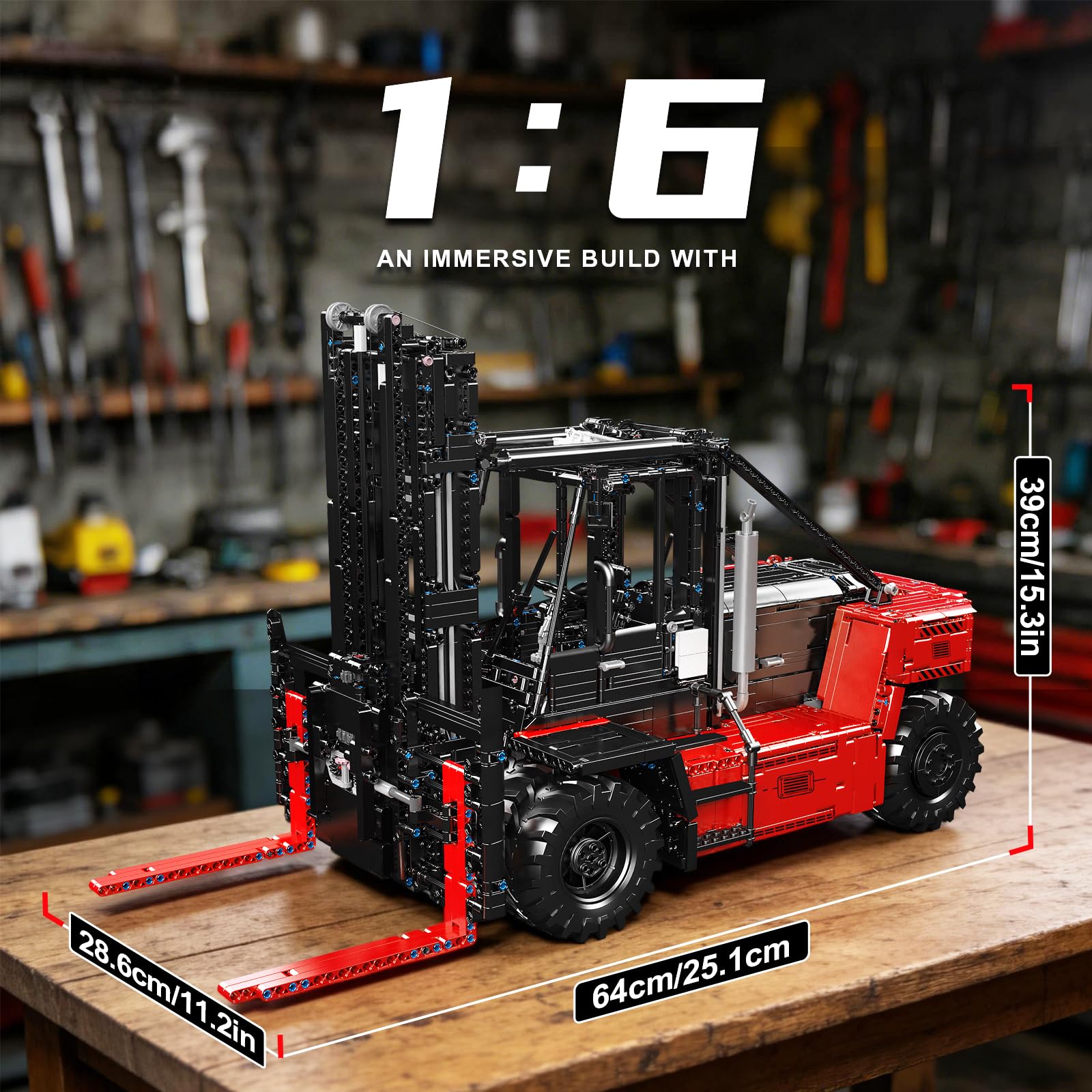 Mould King 17045 giocattolo per carrello elevatore, in scala 1:6, modello di carrello elevatore radiocomandato, regalo giocattolo per bambini dai 14 anni in su (4579 pezzi)