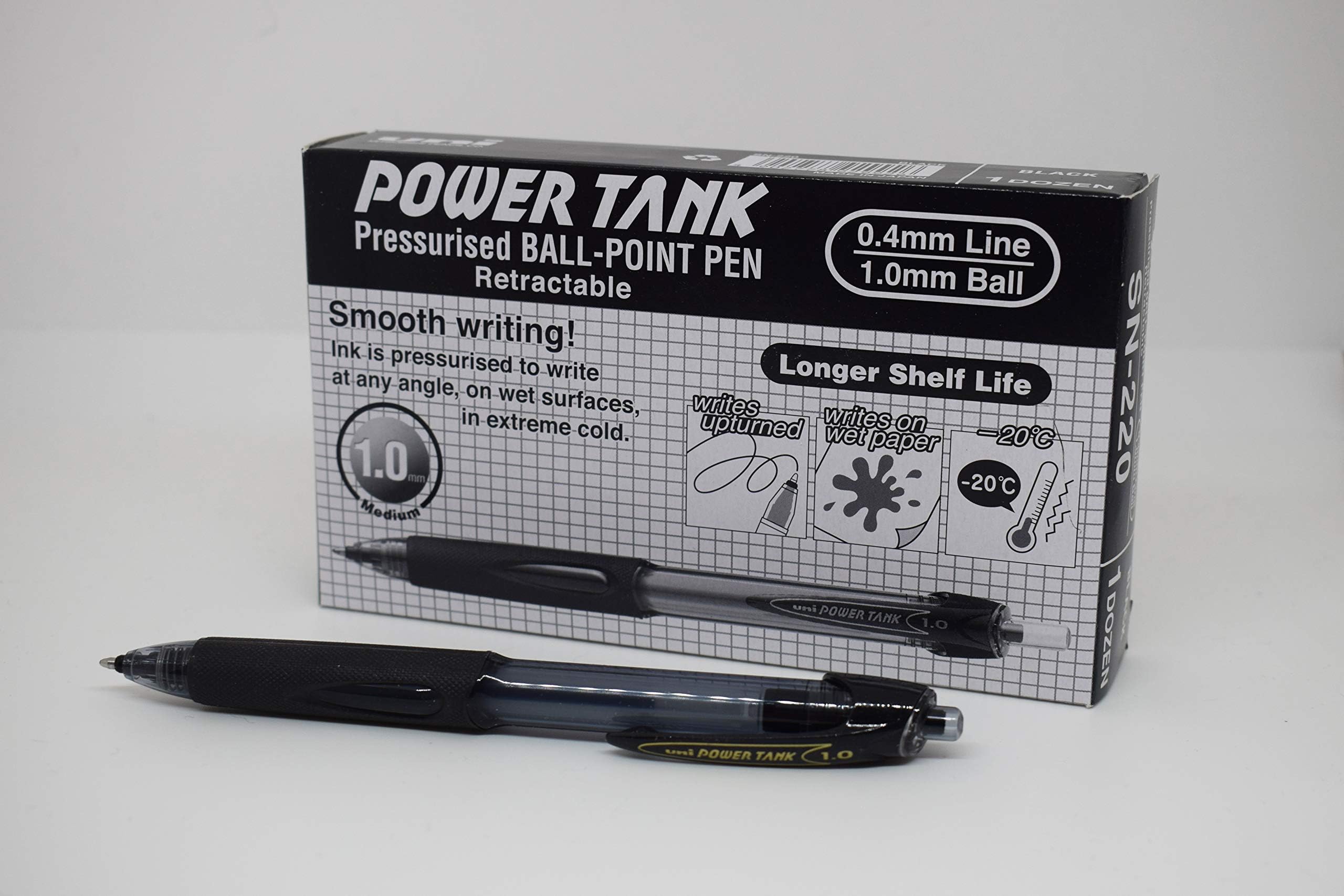 uniball Power Tank SN220 Black Ballpoint Pens. Premium Broad 1mm