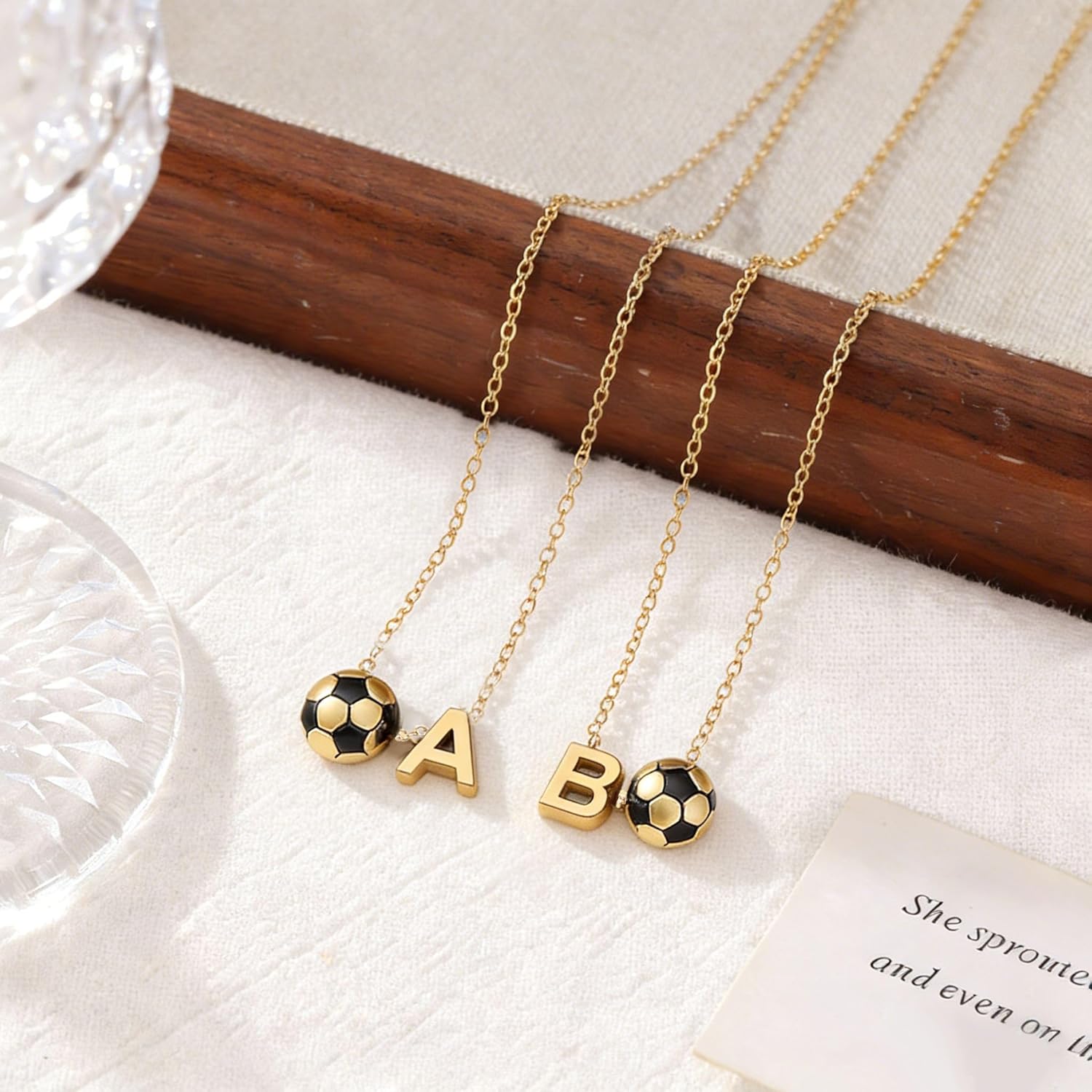 Roselover Soccer Initial Letter Necklace Volleyball Letter Pendant Necklace Golden Soccer Necklace Jewelry Christmas Birthday Fashion Jewelry Gift for Women Girlfriend Daughter - Image 2