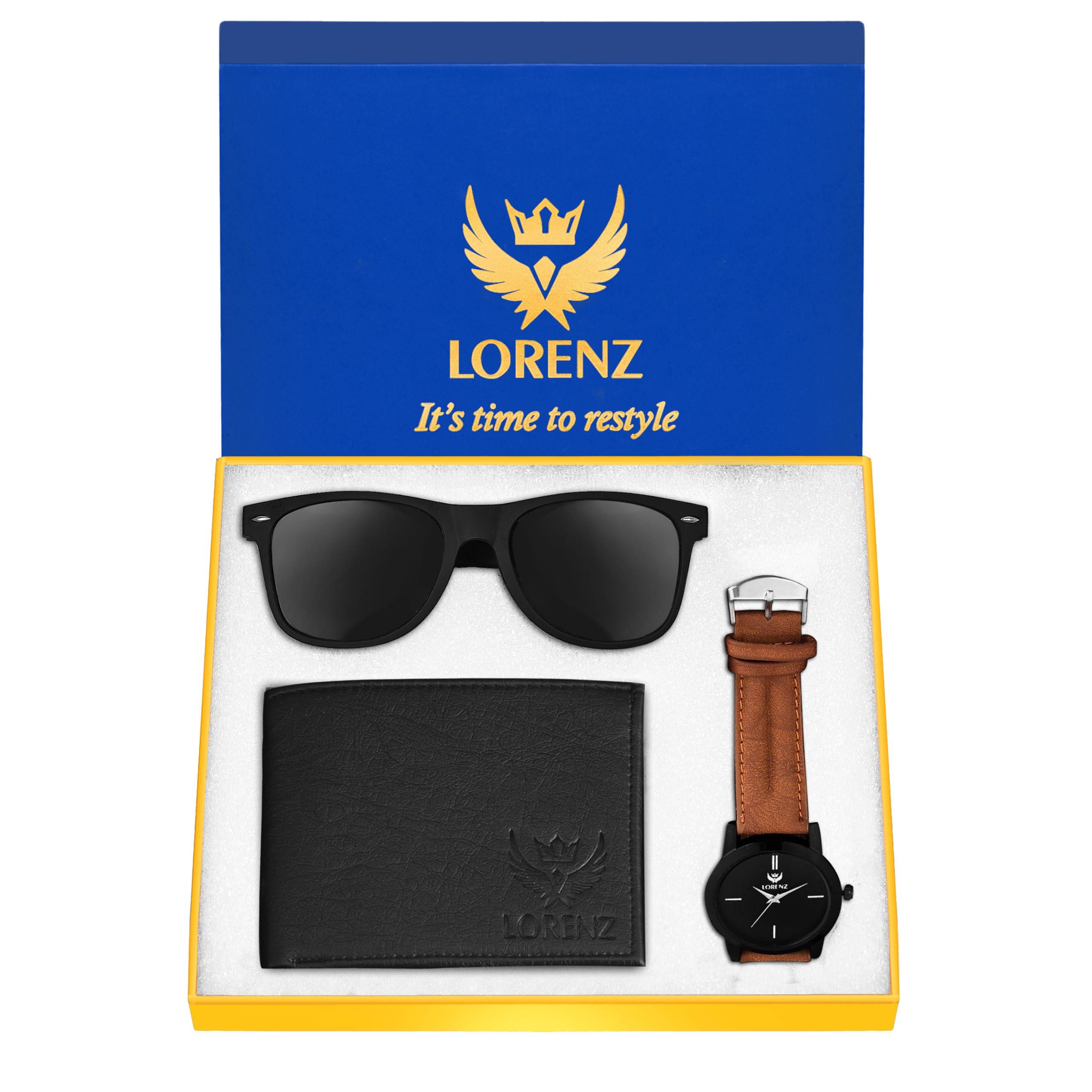 Combo of Black Men's Wallet, Sunglasses & Watch | Choose Any one | Brown Wallet, Army Design Wallet, Blue Wallet or Black Wallet-image-44