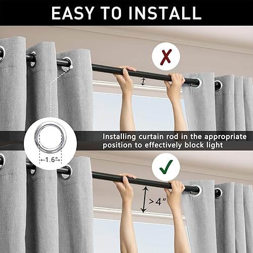 Miniatura 7 de Cortinas opacas para dormitorio, cortinas con aislamiento térmico con ojales para sala de estar de 63 pulgadas de largo, juego de 2 paneles de
