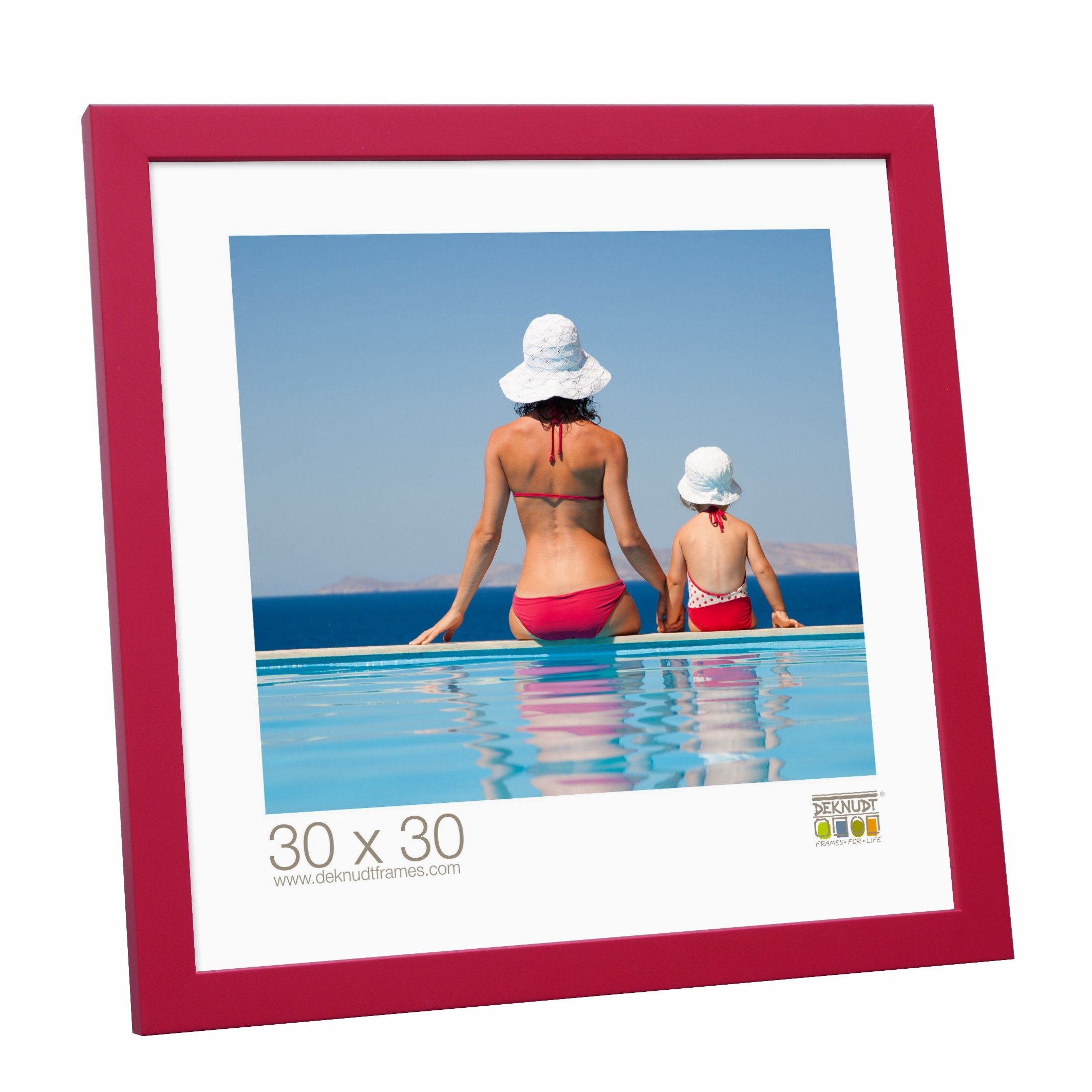 Cadre photo bois 24x30 Deknudt moderne rouge S40RK4 moulure contemporaine