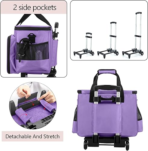Miniatura 3 de Luxja Estuche para máquina de coser con plataforma desmontable y almohadilla inferior extraíble, bolsa para máquina de coser con ruedas que se