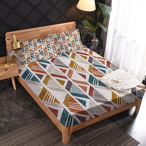 Miniatura 9 de Juego de sábanas modernas de mediados de siglo para cama individual, sábanas de cama abstractas, microfibra suave, bolsillo profundo, sábanas y