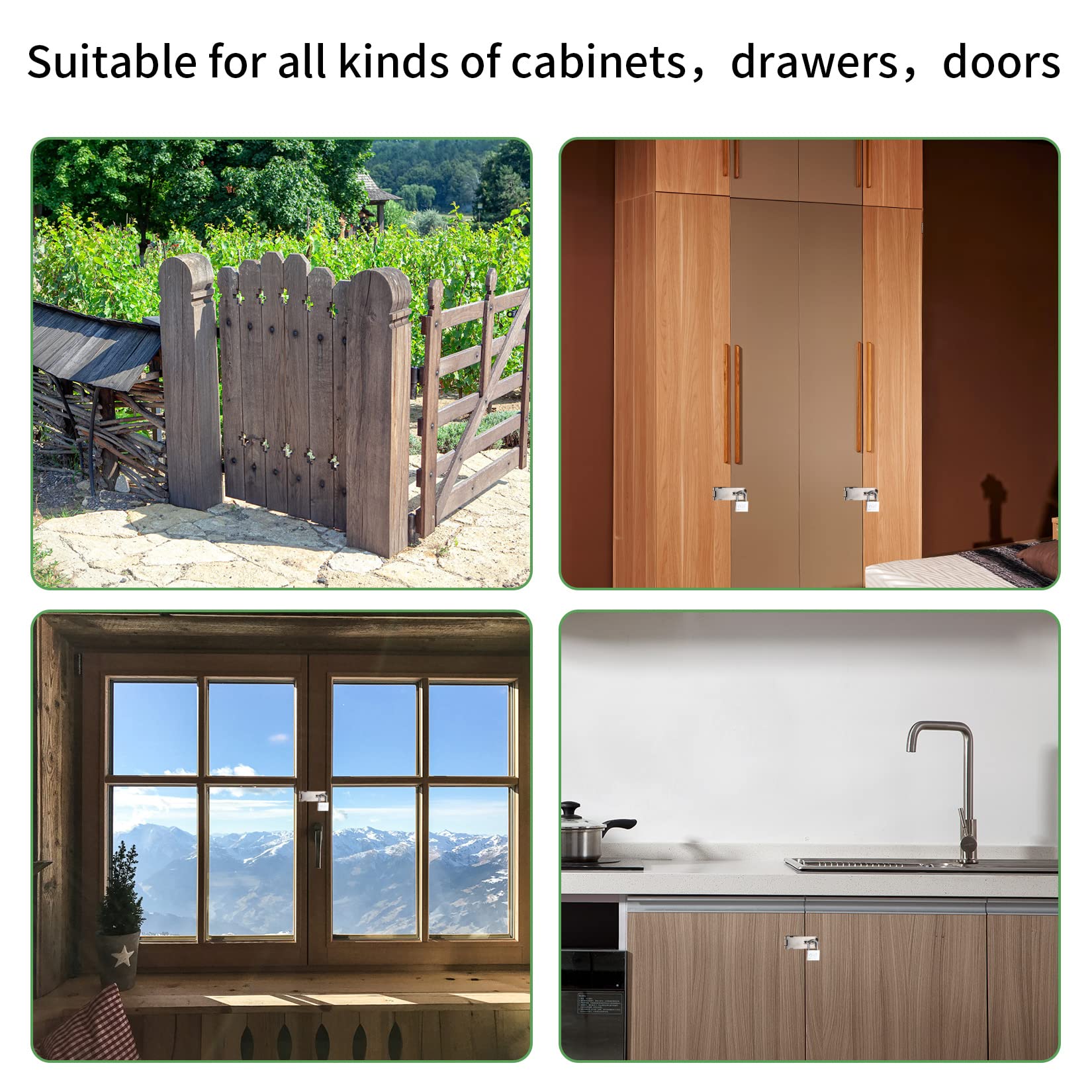 Lucchetto con Chiusura a Viti, Chiusura Hasp in Acciaio Inox, Chiusura con Chiave per Porta di Giardino, Lucchetto Hasp per Armadio, Cassetto, Porta e Cancello