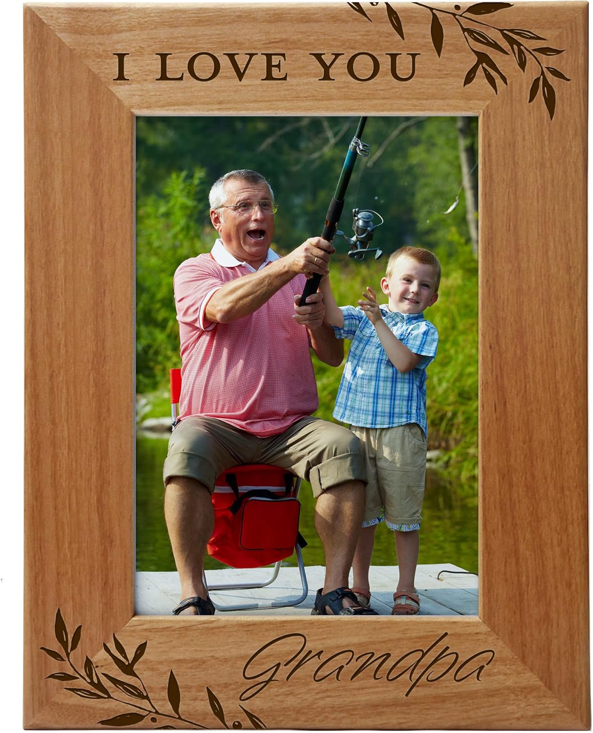 I Love You Grandpa & Me, Engraved Natural Wood Photo Frame, 5x7 Vertical Portrait, Grandparent's Day, Best Grandpa Ever, Grandfather Gifts, Father's Day, Christmas