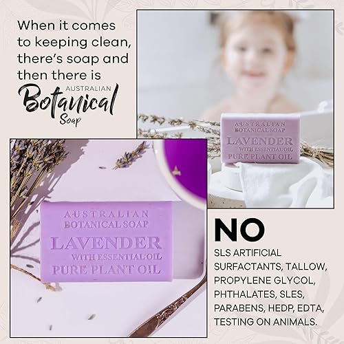 Miniatura 5 de Australian Botanical Soap, Barras de jabón de lavanda con aceite esencial de 6.6 onzas (6.60 oz)  Jabones en barra de ingredientes naturales  Todo