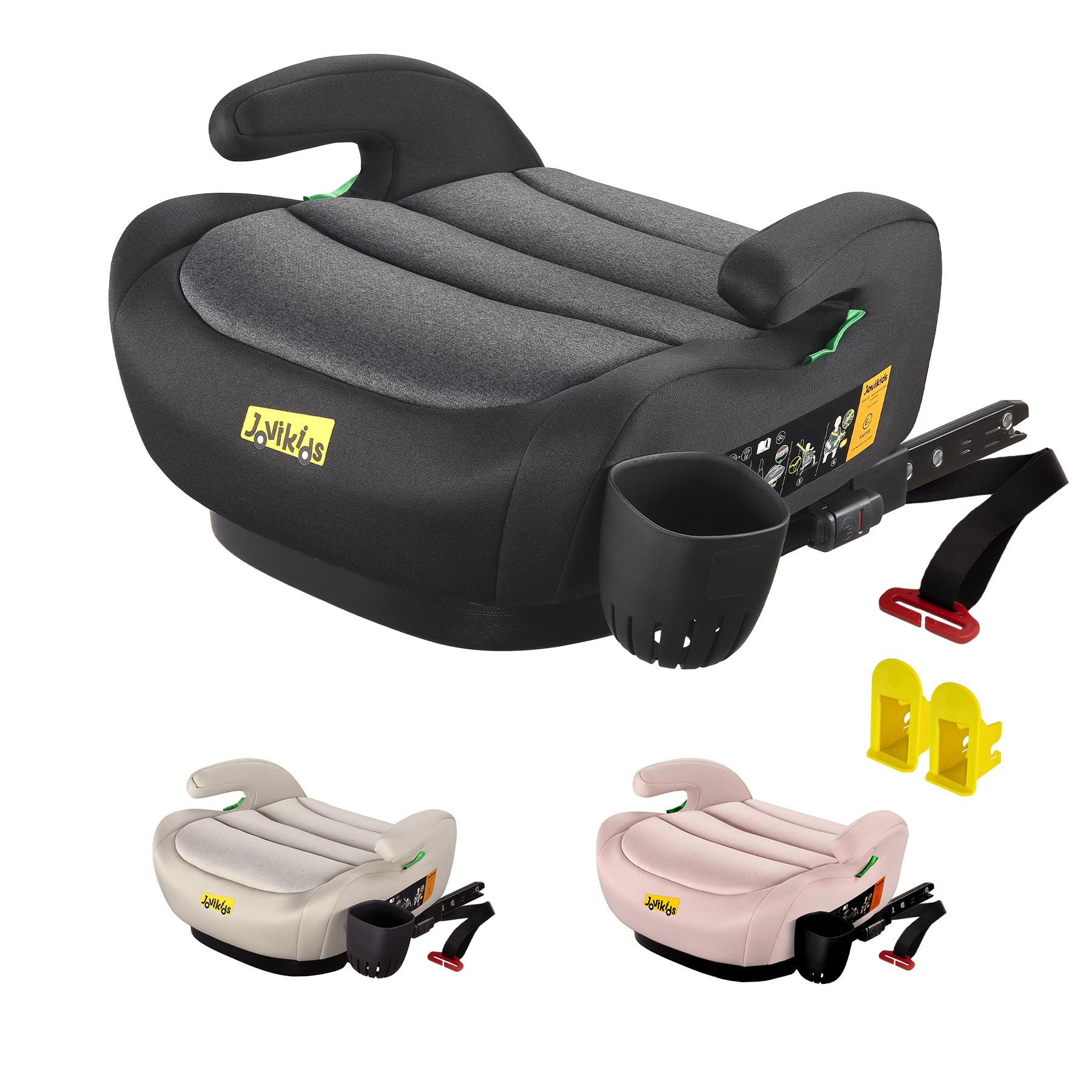 Jovikids Rehausseur Isofix I-Size 125-150cm (Groupe 2/3, Environ 6-12 Ans, 15-36 Kg), Siège Auto pour Enfant, ECE R129, Brun