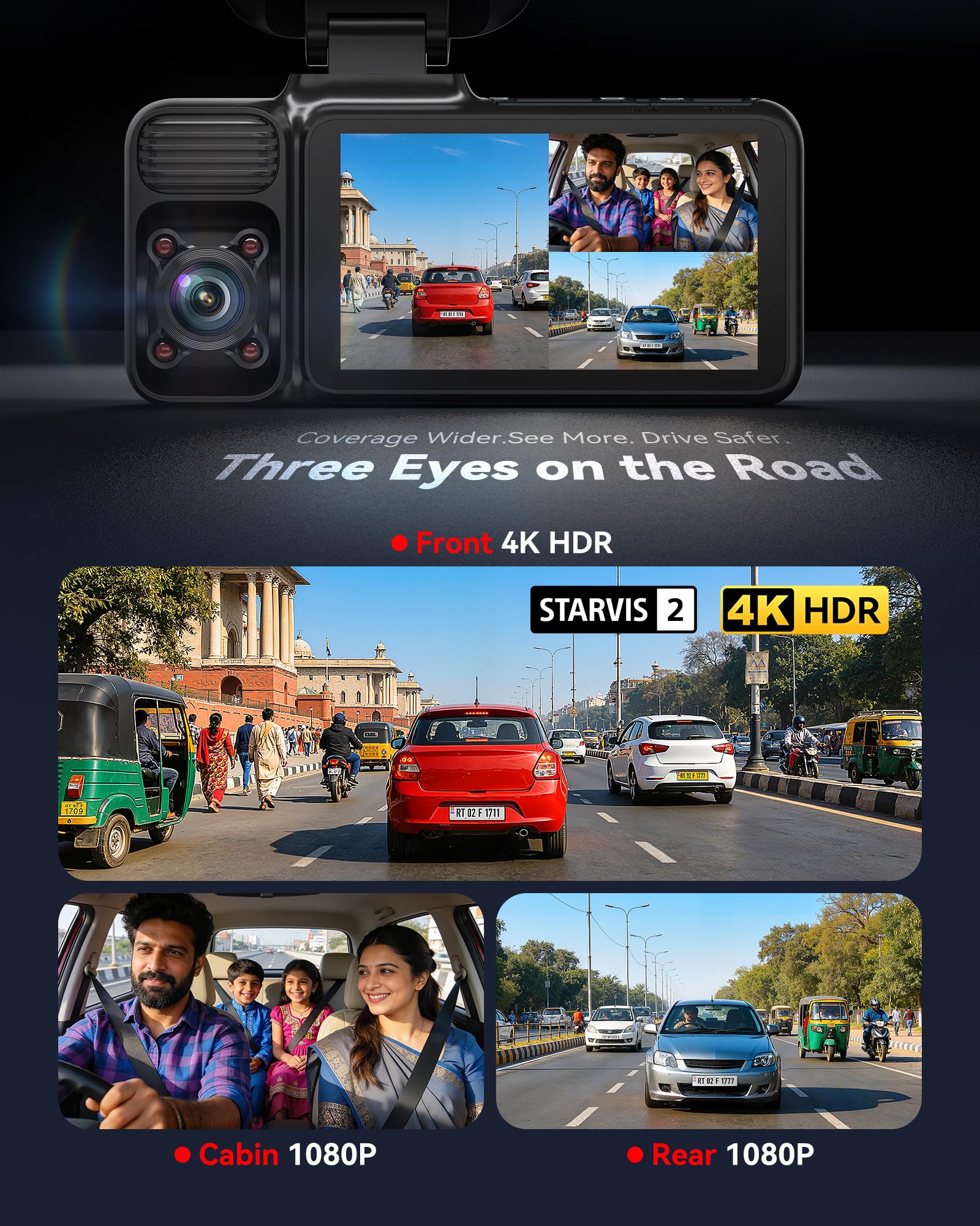 REDTIGER F17 4K Dash Cam - Triple Camera Security -2 REDTIGER F17 4K Dash Cam - Triple Camera Security -2